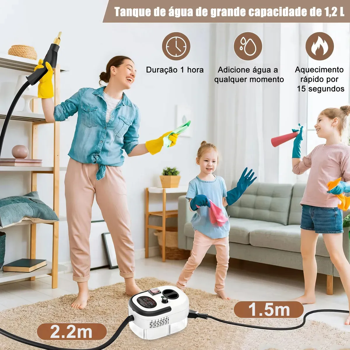 Limpiador A Vapor Presion 2500w Portatil - Imagen 5
